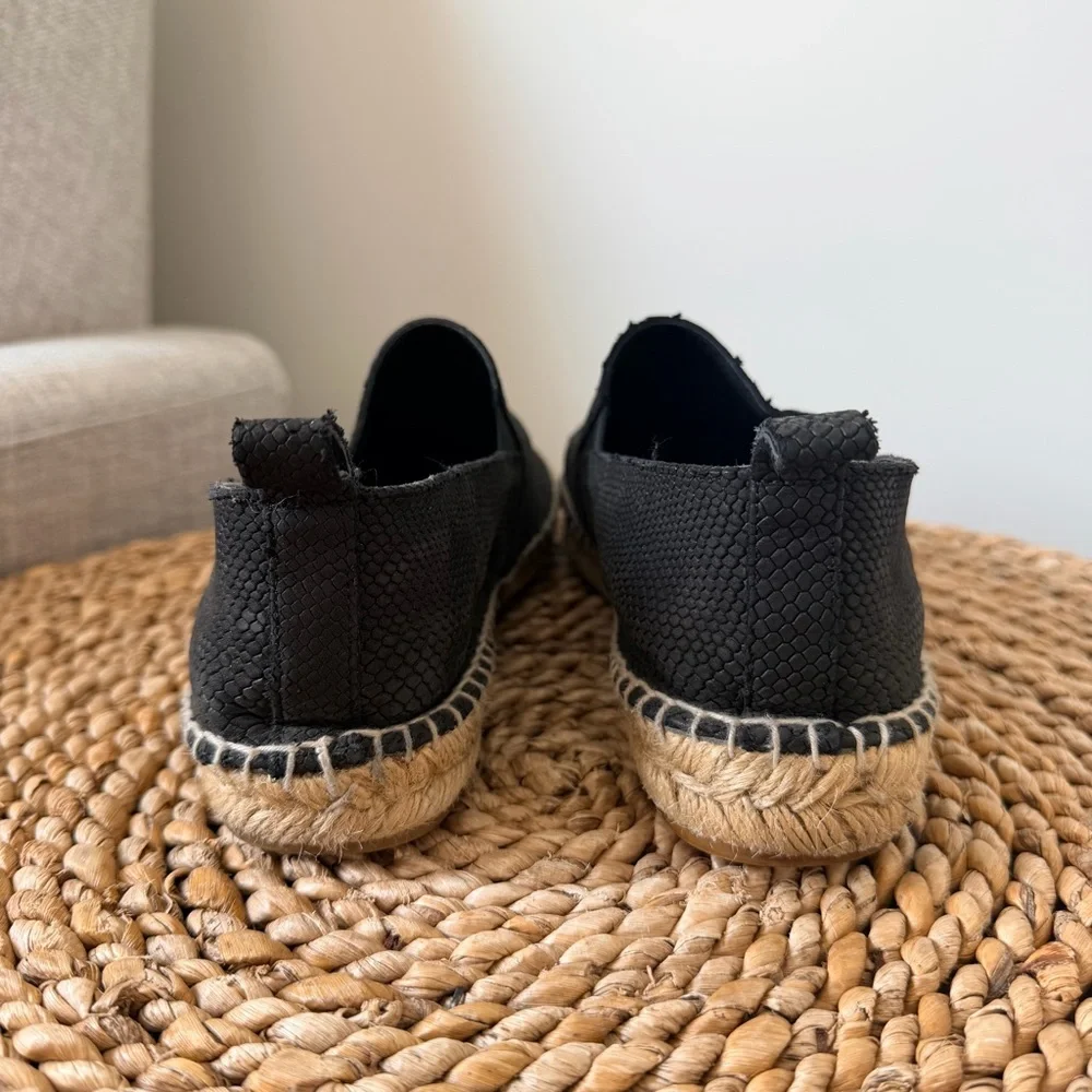 Vince Black Textured Espadrille Slip-Ons